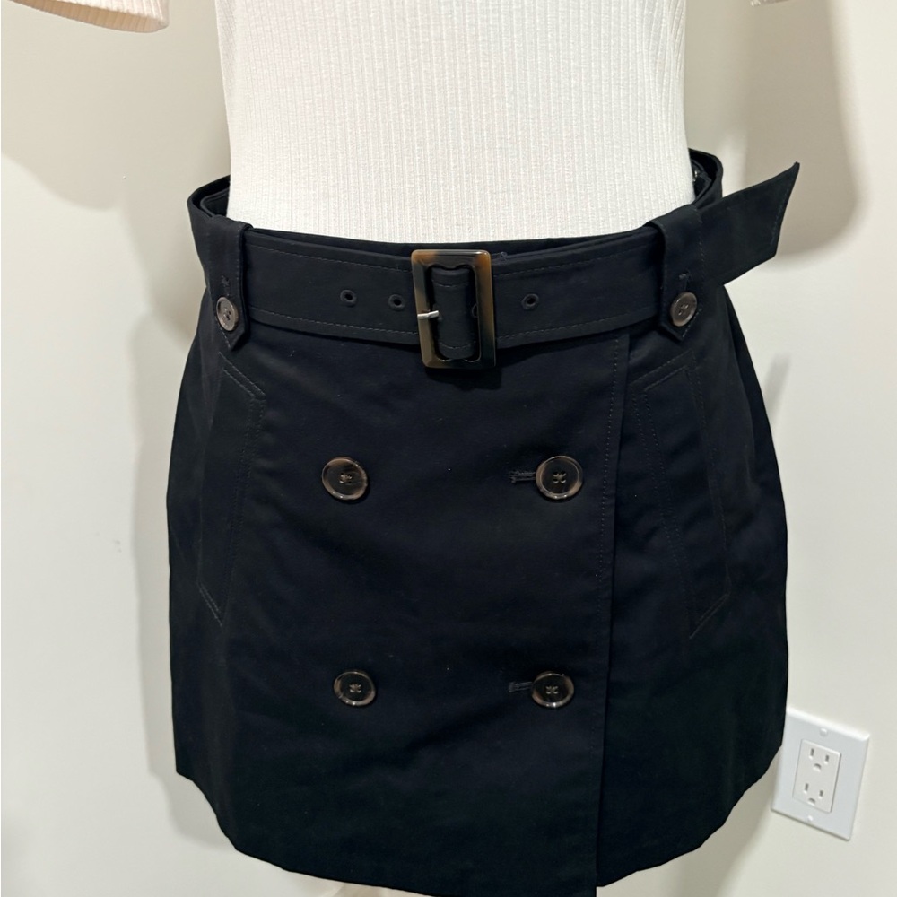 Ann Taylor Loft NWT Black Belted Button Skirt